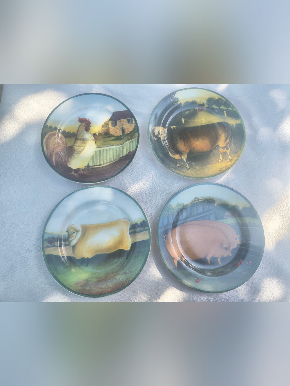 Set of 4 Block Country Farm Animals Salad Plates
